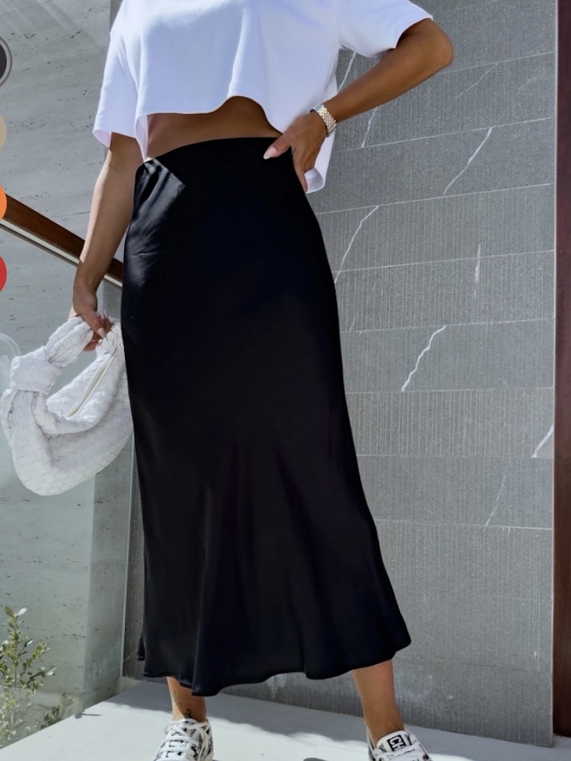 Carnaby Jupe Fluide Noir Deals Jupe Jupe Satin Noir Longue JUPE